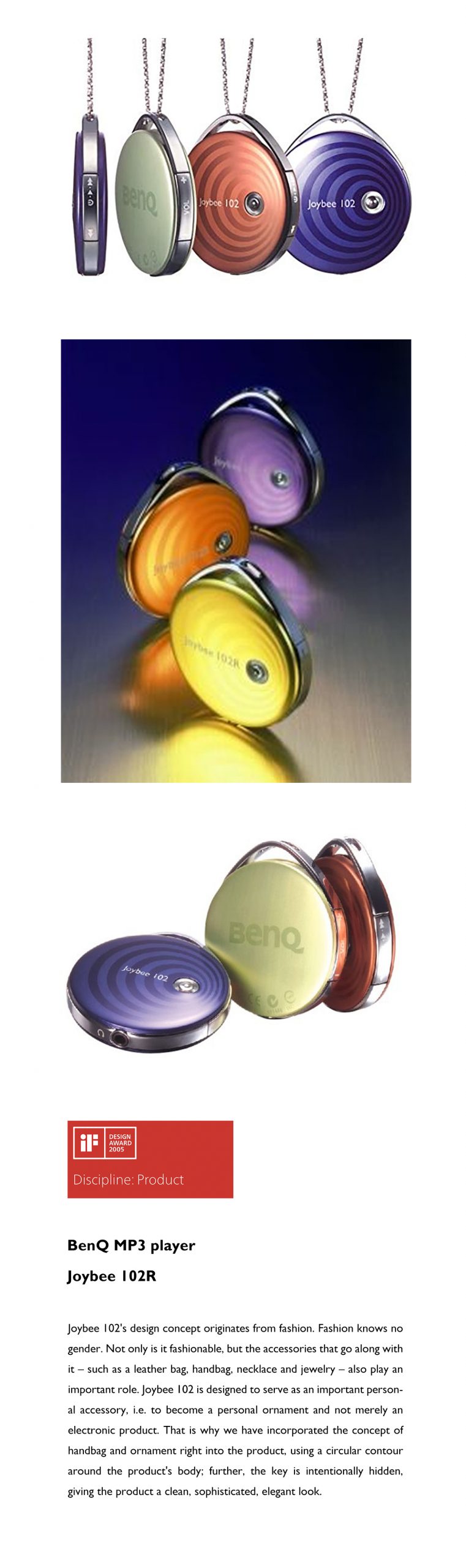 BenQ Joybee 102R MP3播放器获颁2005 iF Design Award设计大奖